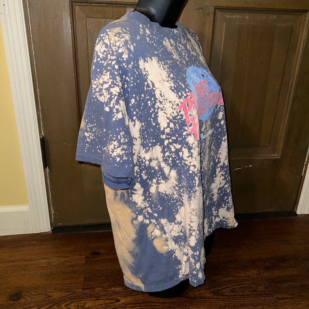 Planet Hollywood Vintage Disney Blue & Cream Splatter Short Sleeve Shirt Size XL - Picture 7 of 12